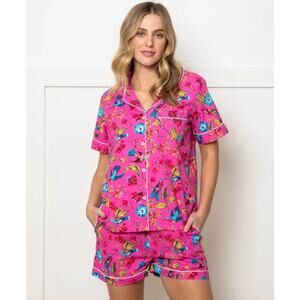 PrintFresh Hummingbird Haven Pajamas Size S Loungewear Set Top & Shorts 2 Piece